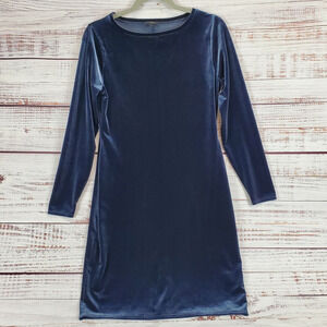 J.Crew Blue Velvet Midi Sweater Dress Sz S Luxurious Dark Romantic Party Holiday
